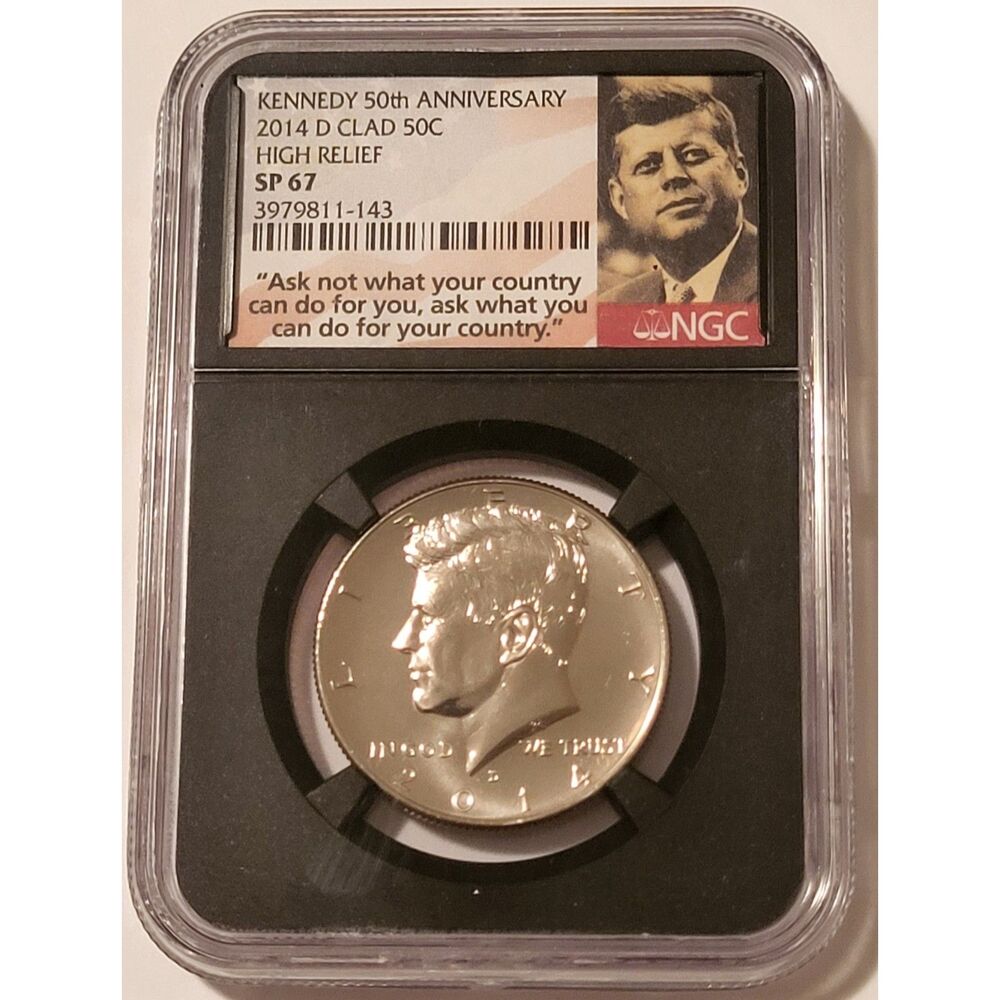 2014 D Clad Kennedy Half Dollar High Relief SP67 NGC Retro Holder